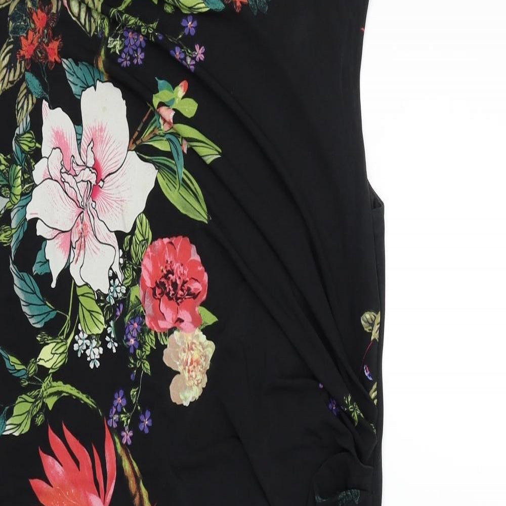Wallis Womens Black Floral  Fit & Flare  Size 16