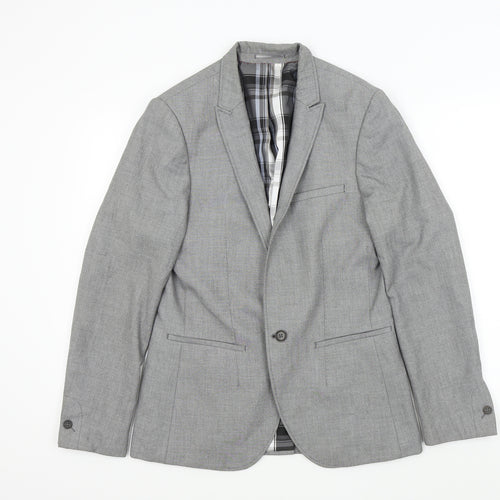 L'ART Mens Grey   Jacket Suit Jacket Size 38
