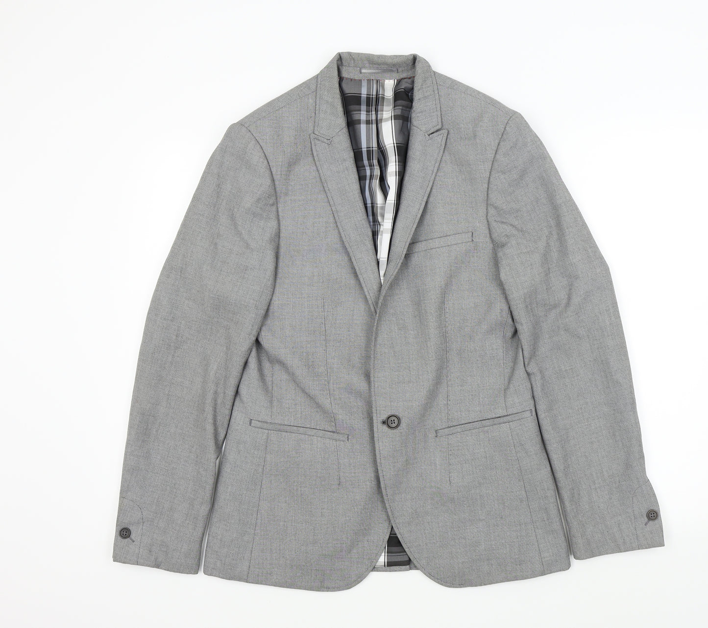L'ART Mens Grey   Jacket Suit Jacket Size 38