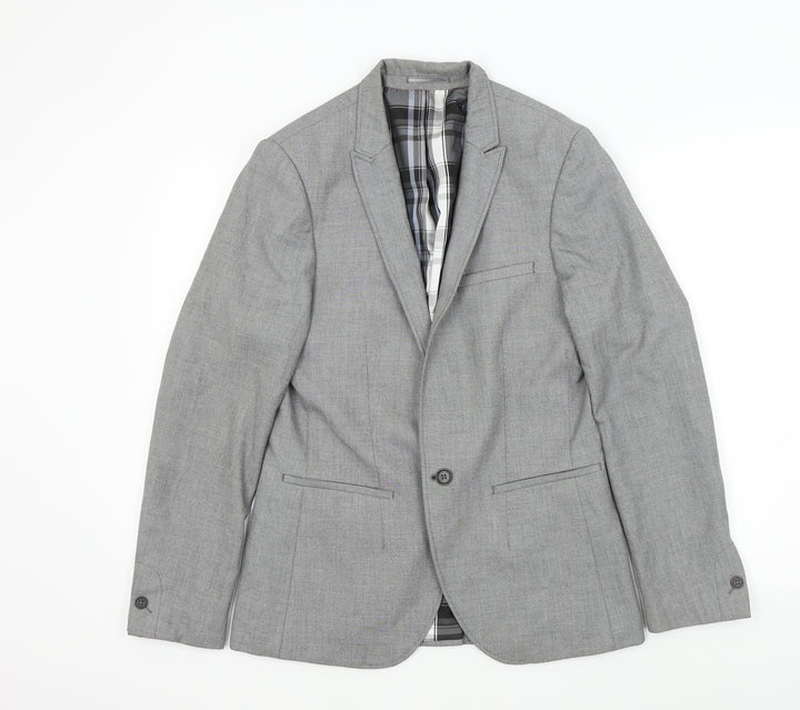 L'ART Mens Grey   Jacket Suit Jacket Size 38