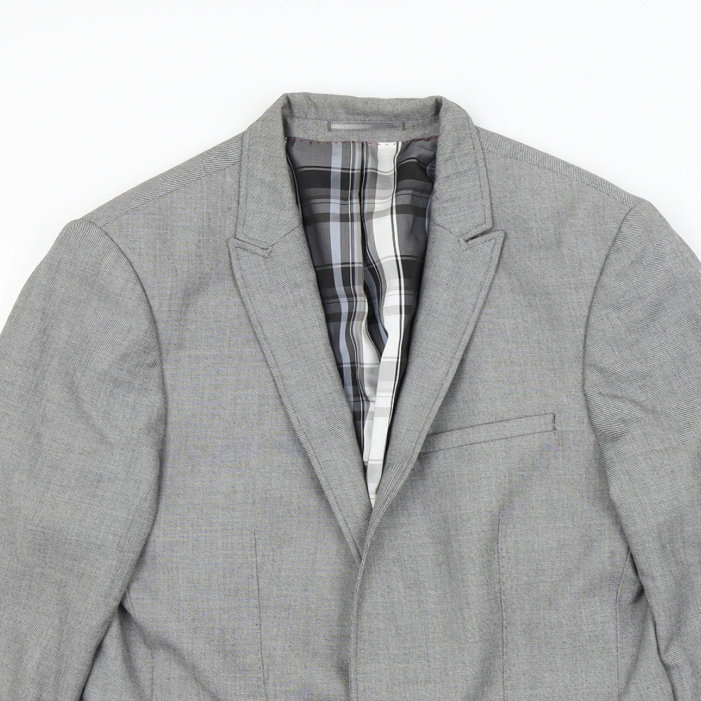 L'ART Mens Grey   Jacket Suit Jacket Size 38