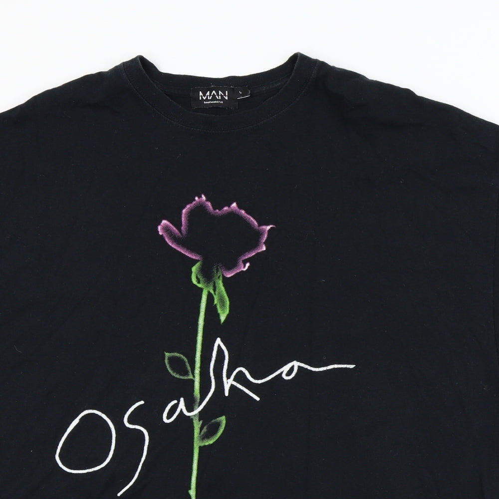 MAN Mens Black    T-Shirt Size L