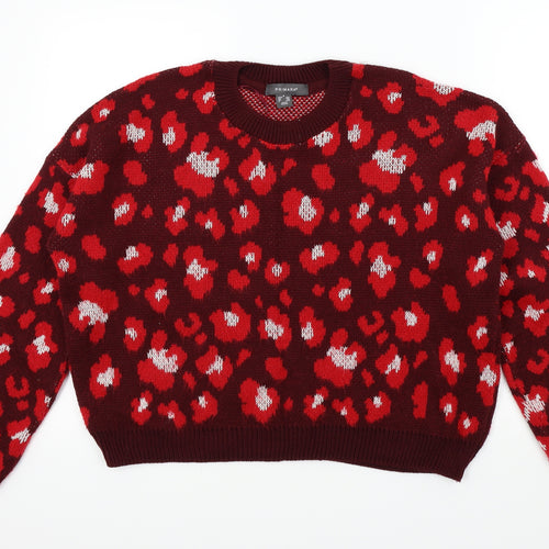 Primark Womens Red Geometric  Pullover Jumper Size M