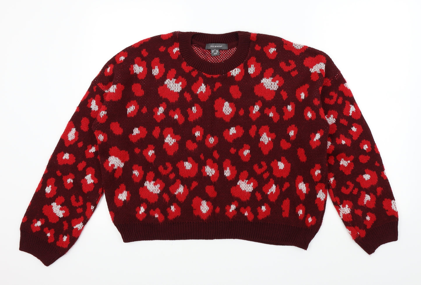 Primark Womens Red Geometric  Pullover Jumper Size M