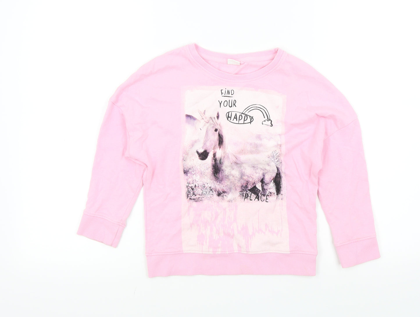 NEXT Girls Orange   Pullover Jumper Size 7 Years  - unicorn