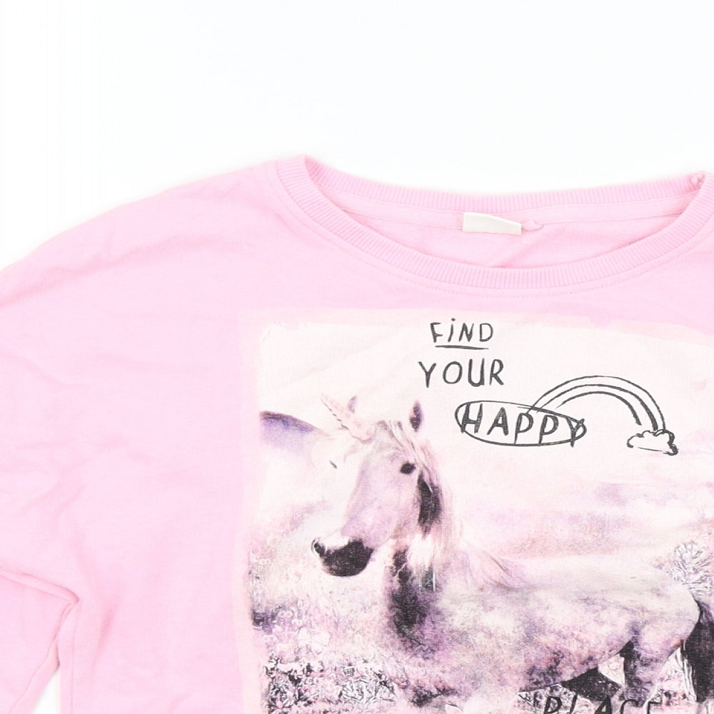 NEXT Girls Orange   Pullover Jumper Size 7 Years  - unicorn