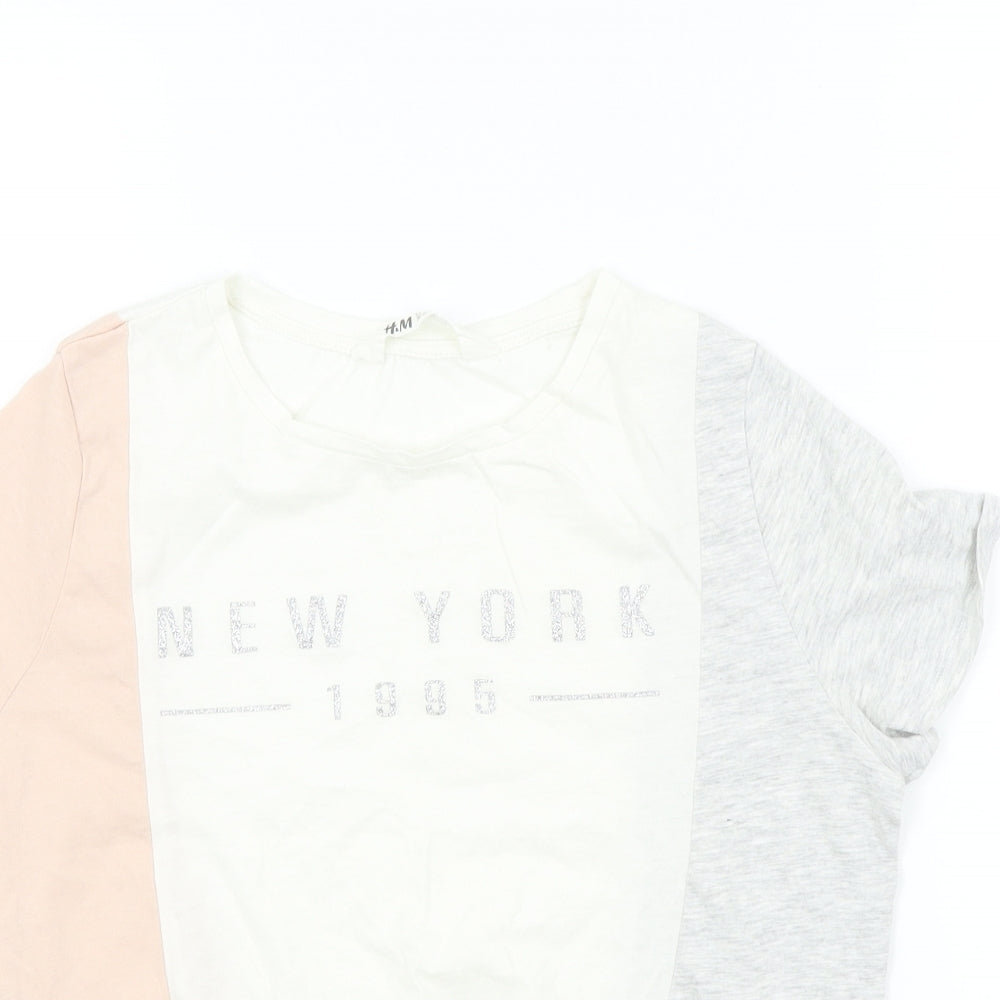 H&M Girls Ivory   Basic T-Shirt Size 13-14 Years  - NEW YORK