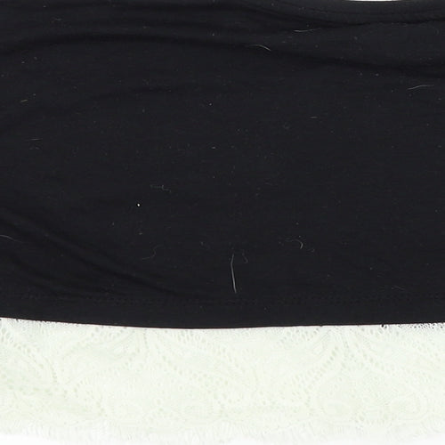 Kylie Girls Black Houndstooth  Basic T-Shirt Size 9 Years  - LACE BOTTOM