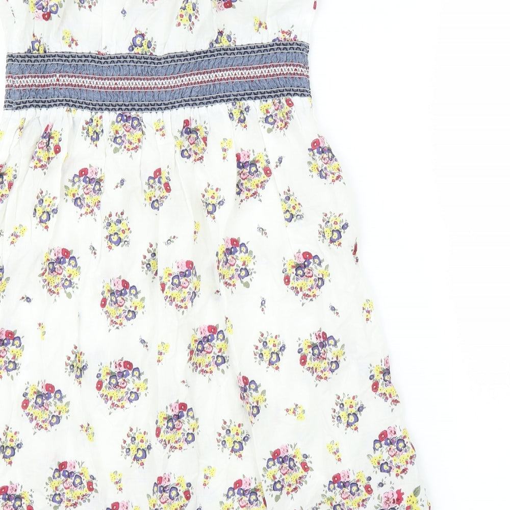 George Womens White Floral  A-Line  Size 14
