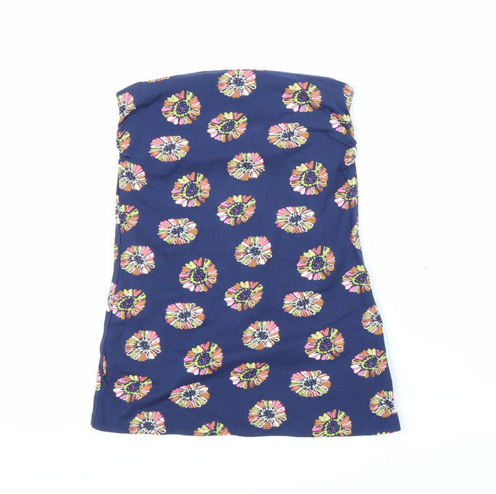 Papaya Womens Blue Floral Basic Blouse Size 8
