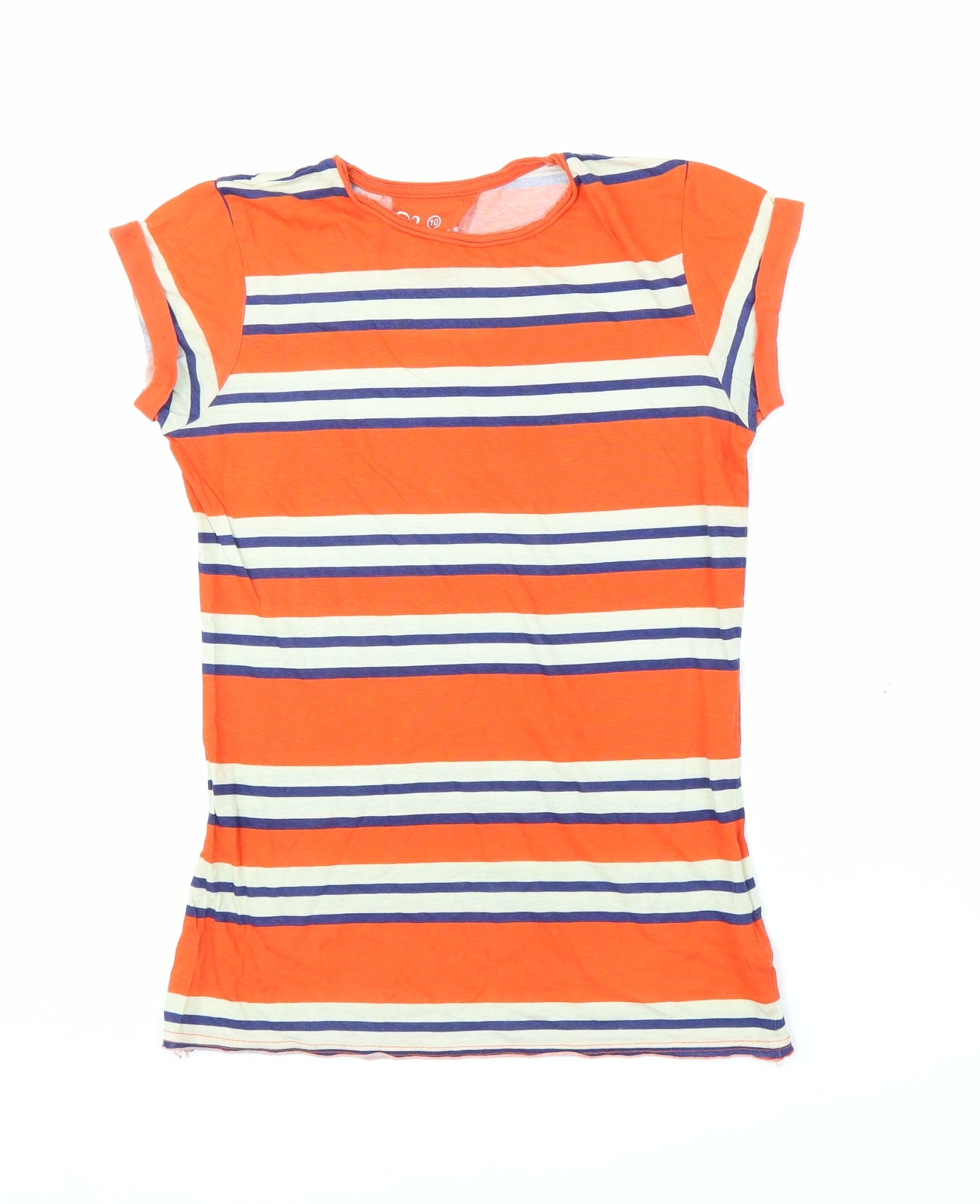 Primark Womens Orange Striped  Basic T-Shirt Size 10