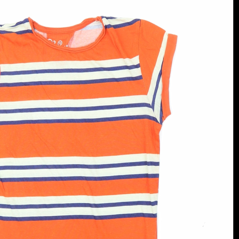 Primark Womens Orange Striped  Basic T-Shirt Size 10