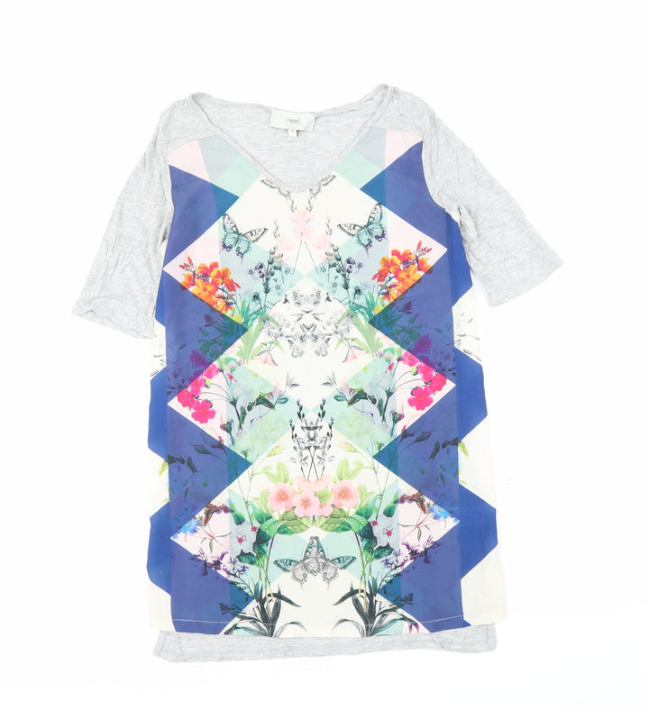 NEXT Womens Grey Floral Tunic T-Shirt Size 10