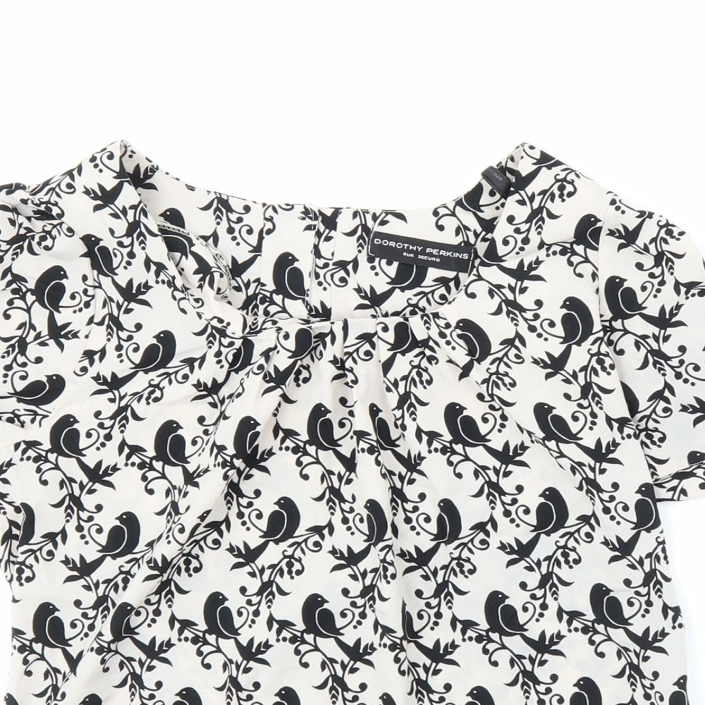 Dorothy Perkins Womens Beige Animal Print  Basic Blouse Size 8  - Bird pattern