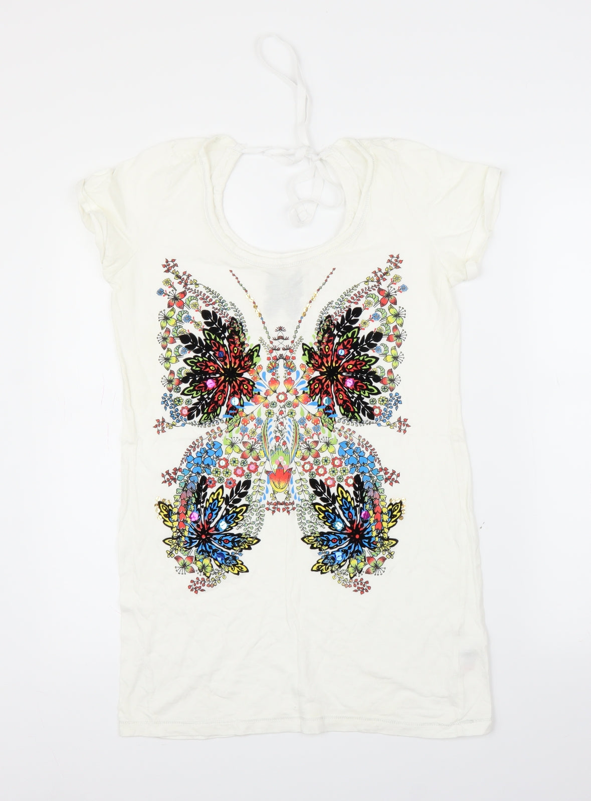 NEXT Womens White Animal Print  Tunic T-Shirt Size M  - Butterfly