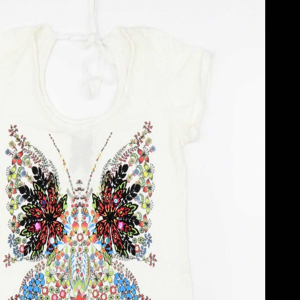 NEXT Womens White Animal Print  Tunic T-Shirt Size M  - Butterfly