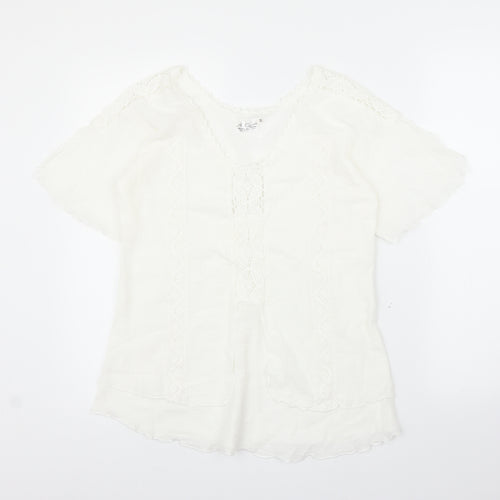 A Costa Womens White   Basic Blouse Size M