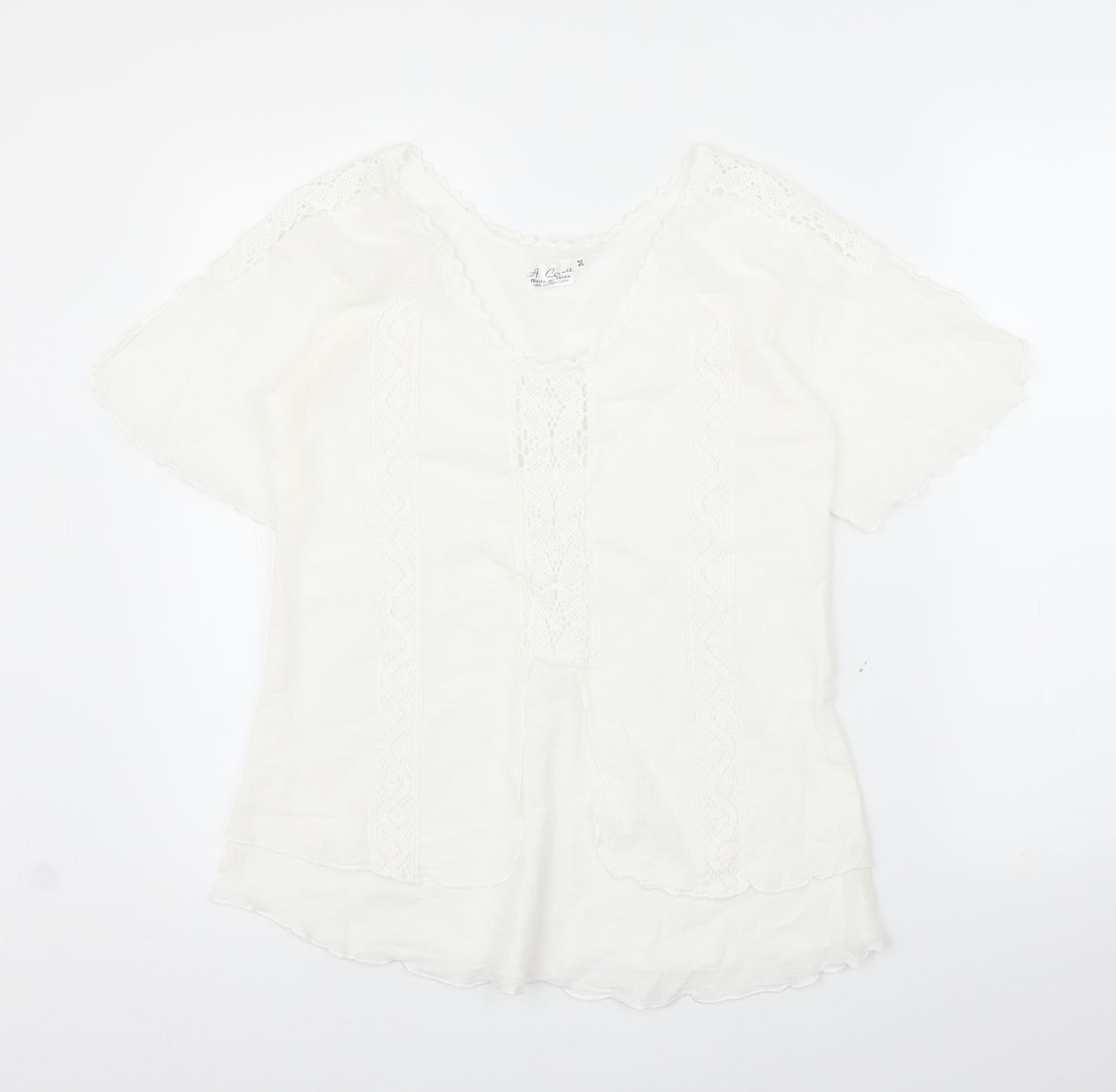 A Costa Womens White   Basic Blouse Size M
