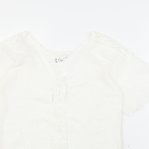A Costa Womens White   Basic Blouse Size M