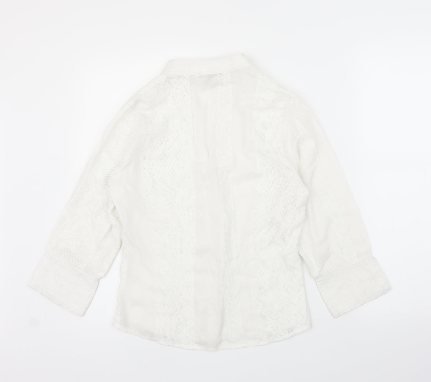 Tuchuzy Womens White Floral  Basic Button-Up Size 12