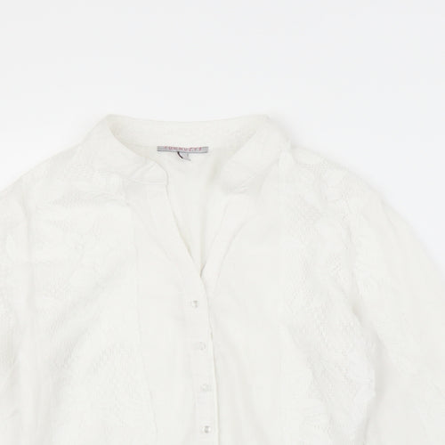 Tuchuzy Womens White Floral  Basic Button-Up Size 12