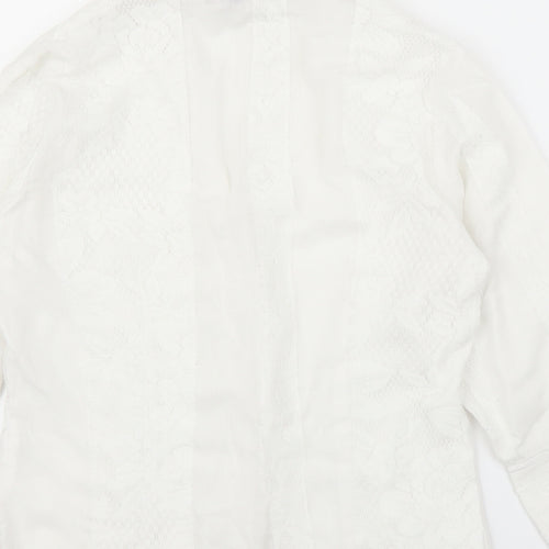 Tuchuzy Womens White Floral  Basic Button-Up Size 12