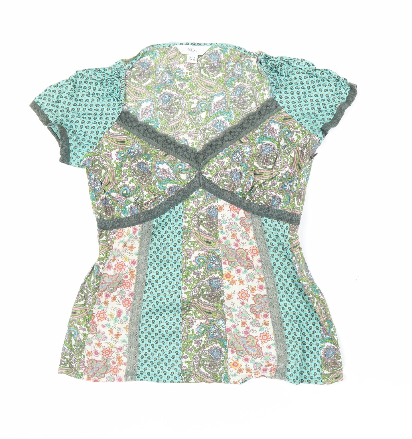 NEXT Womens Green Paisley  Basic Blouse Size 8