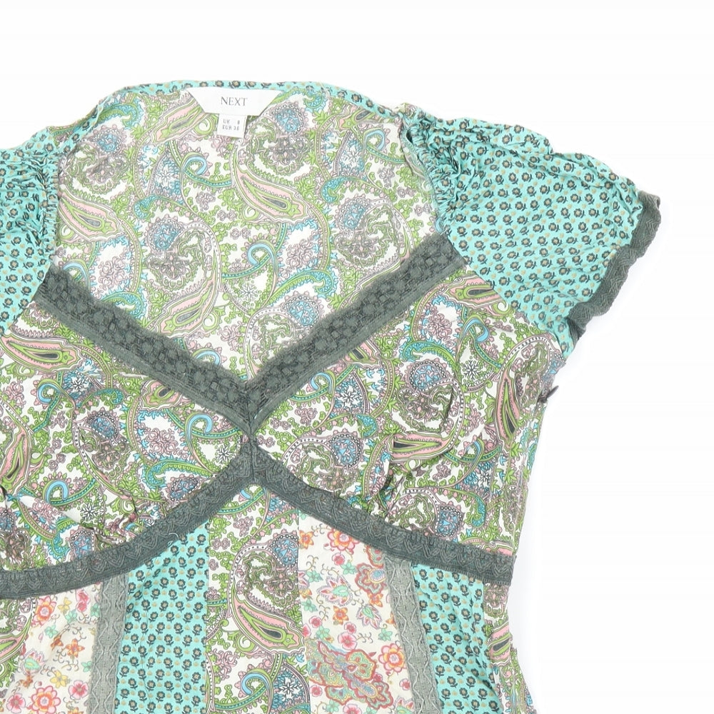 NEXT Womens Green Paisley  Basic Blouse Size 8
