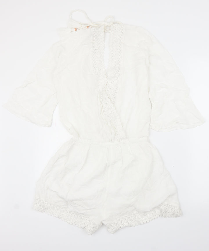 F&F Womens White Romper One-Piece Size 8