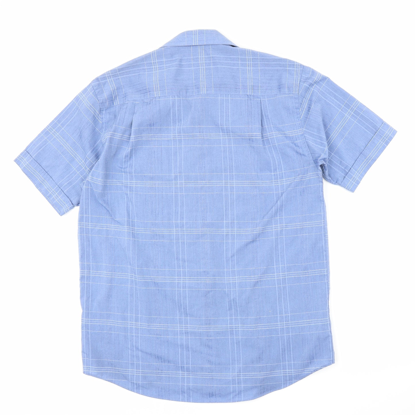 BHS Mens Blue Check   Button-Up Size 15