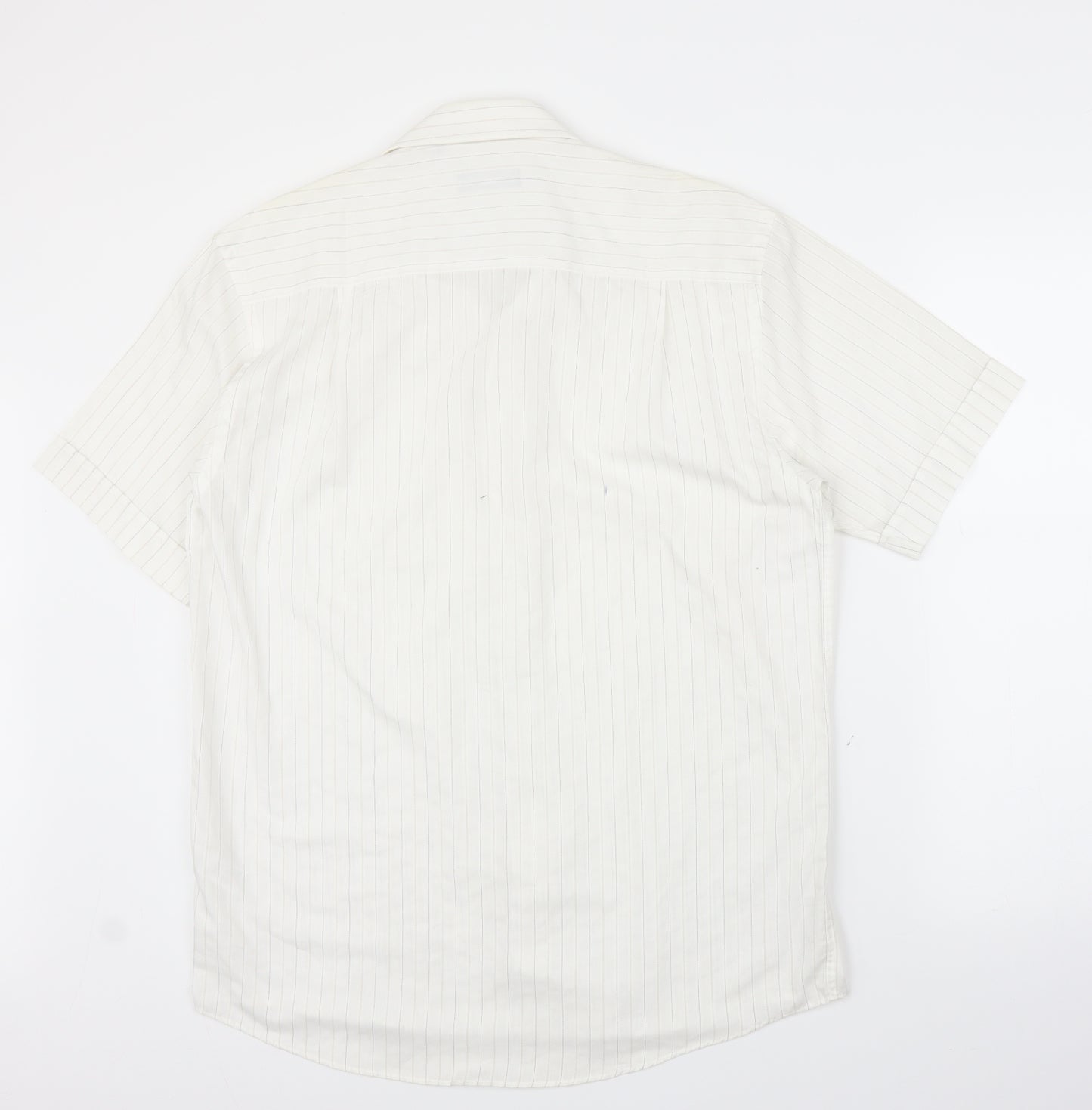 BHS Mens White Striped   Button-Up Size 15