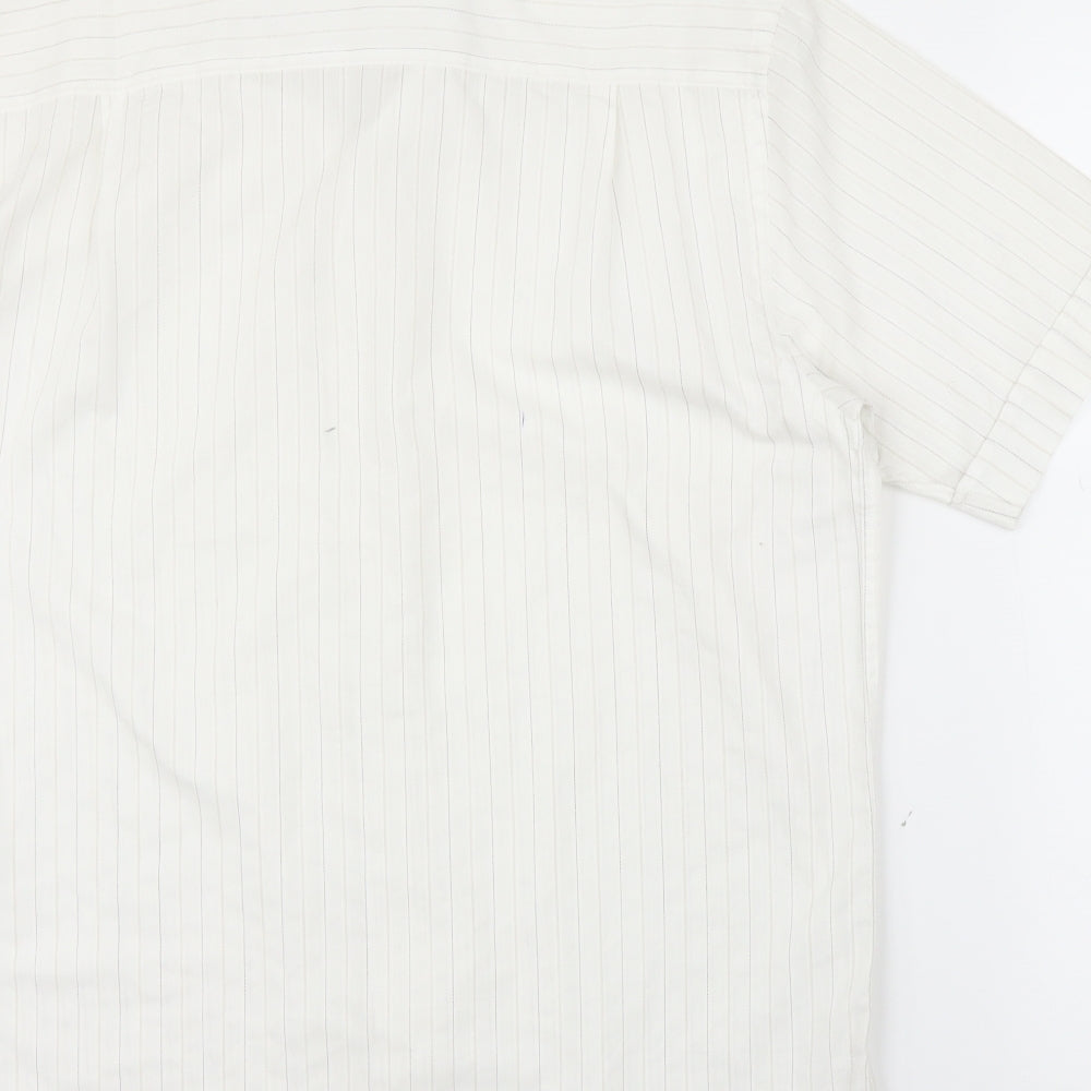 BHS Mens White Striped   Button-Up Size 15