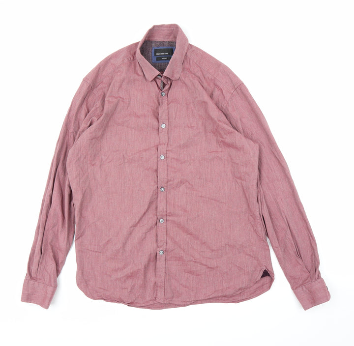 Remus Uomo Mens Purple Button-Up Size L