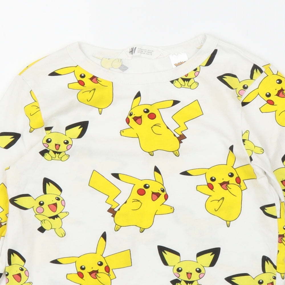 H&M Boys White   Basic T-Shirt Size 6-7 Years  - Pokemon Pikachu