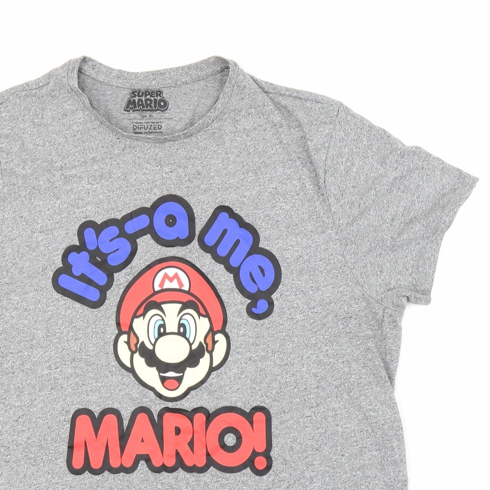 Primark Mens Grey    T-Shirt Size XL  - Super Mario