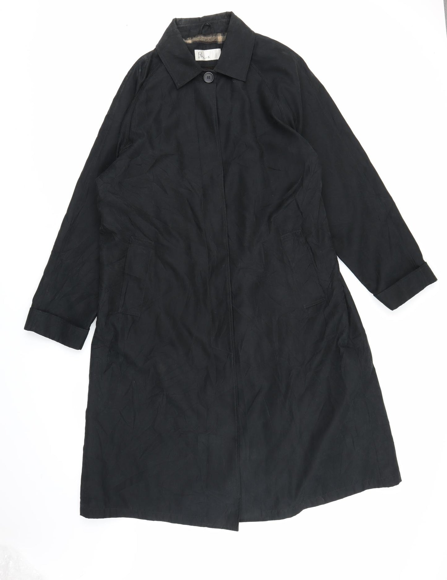BHS Womens Black   Trench Coat Coat Size L