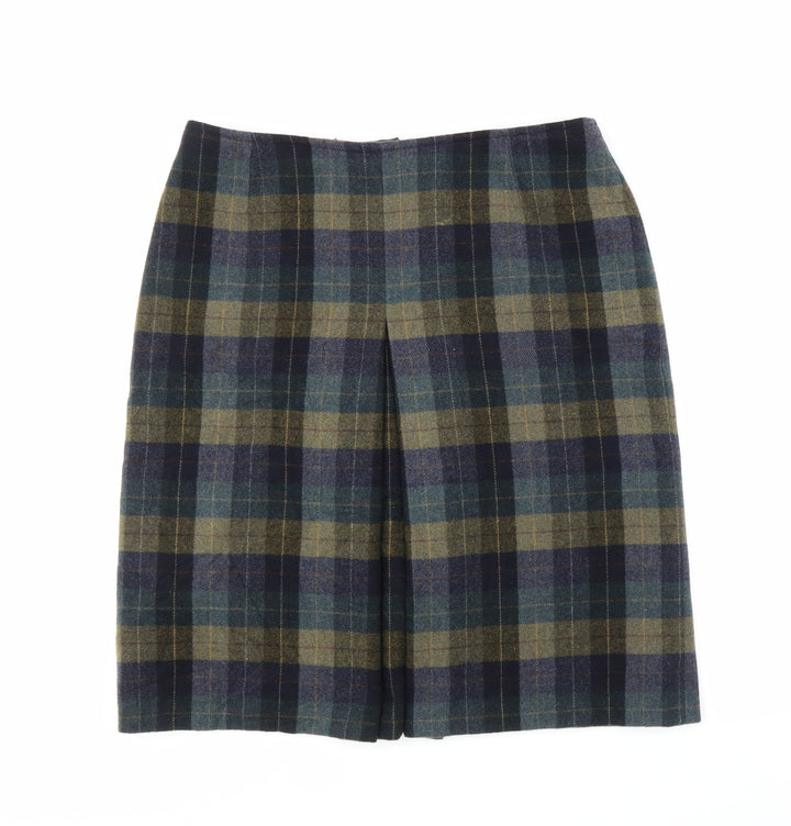 Preworn Womens Blue Plaid Pleated Skirt Size L