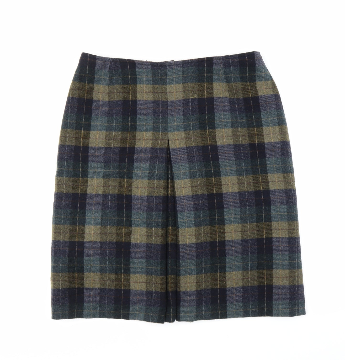 Preworn Womens Blue Plaid  Pleated Skirt Size L