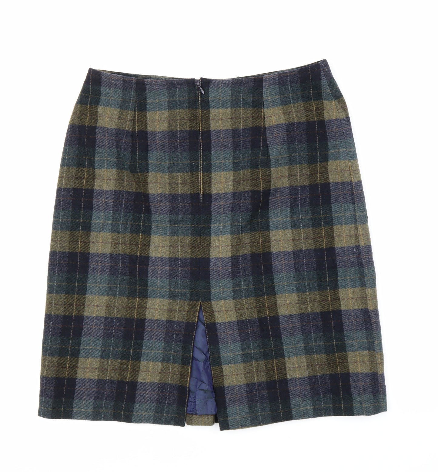 Preworn Womens Blue Plaid  Pleated Skirt Size L