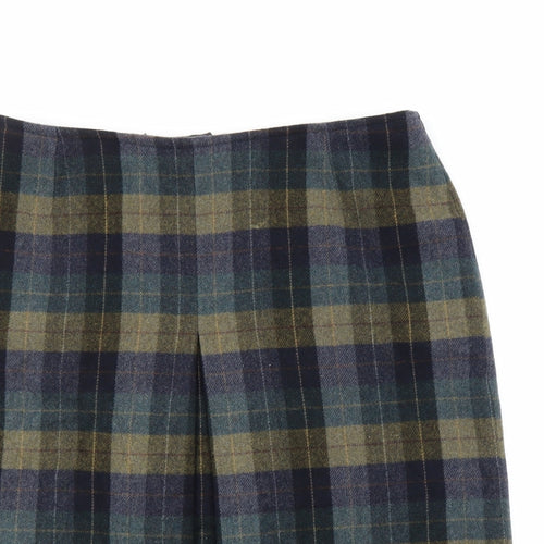 Preworn Womens Blue Plaid  Pleated Skirt Size L