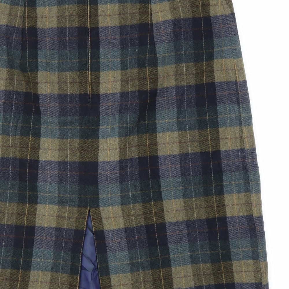 Preworn Womens Blue Plaid  Pleated Skirt Size L