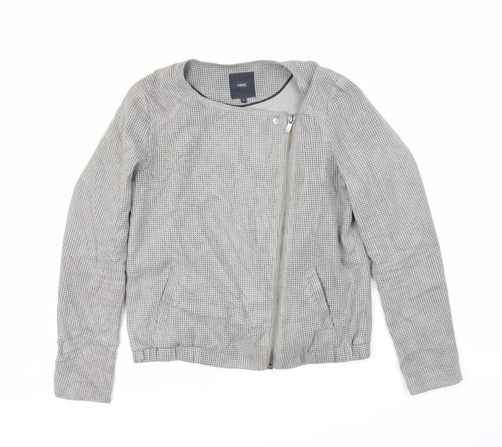 NEXT Womens Grey   Motorcycle Jacket Coat Size 12