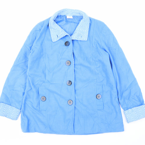 Anne De Lancay Womens Blue   Overcoat Jacket Size S