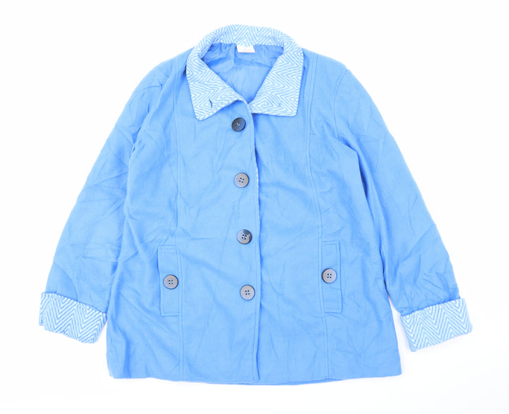 Anne De Lancay Womens Blue Overcoat Jacket Size S