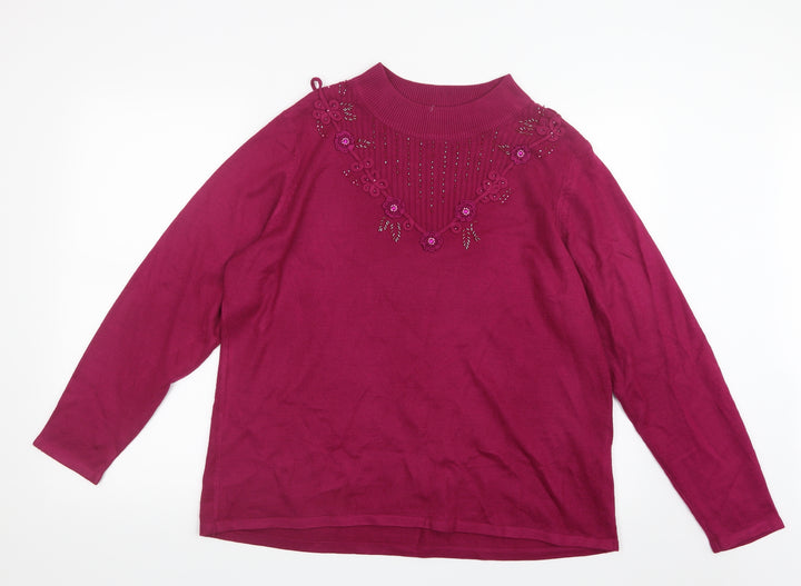 BM Womens Pink Knit Pullover Jumper Size L