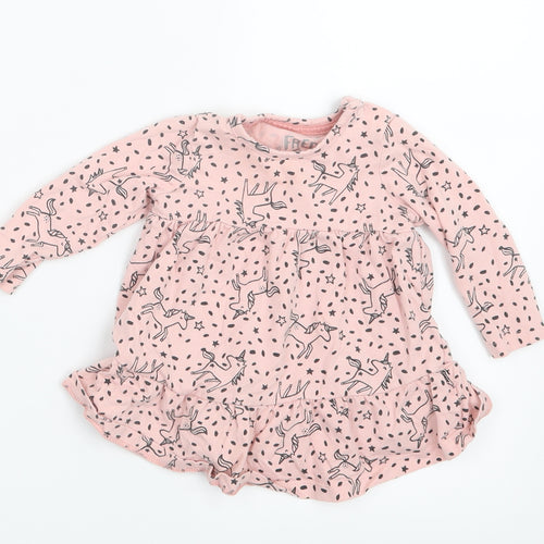 F&F Girls Pink Geometric  Shirt Dress  Size 0-3 Months  - Unicorn