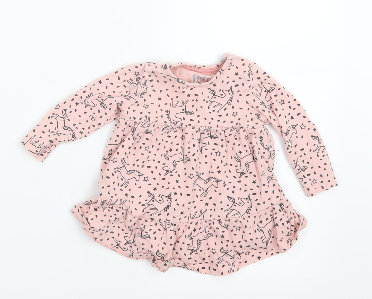 F&F Girls Pink Geometric  Shirt Dress  Size 0-3 Months  - Unicorn