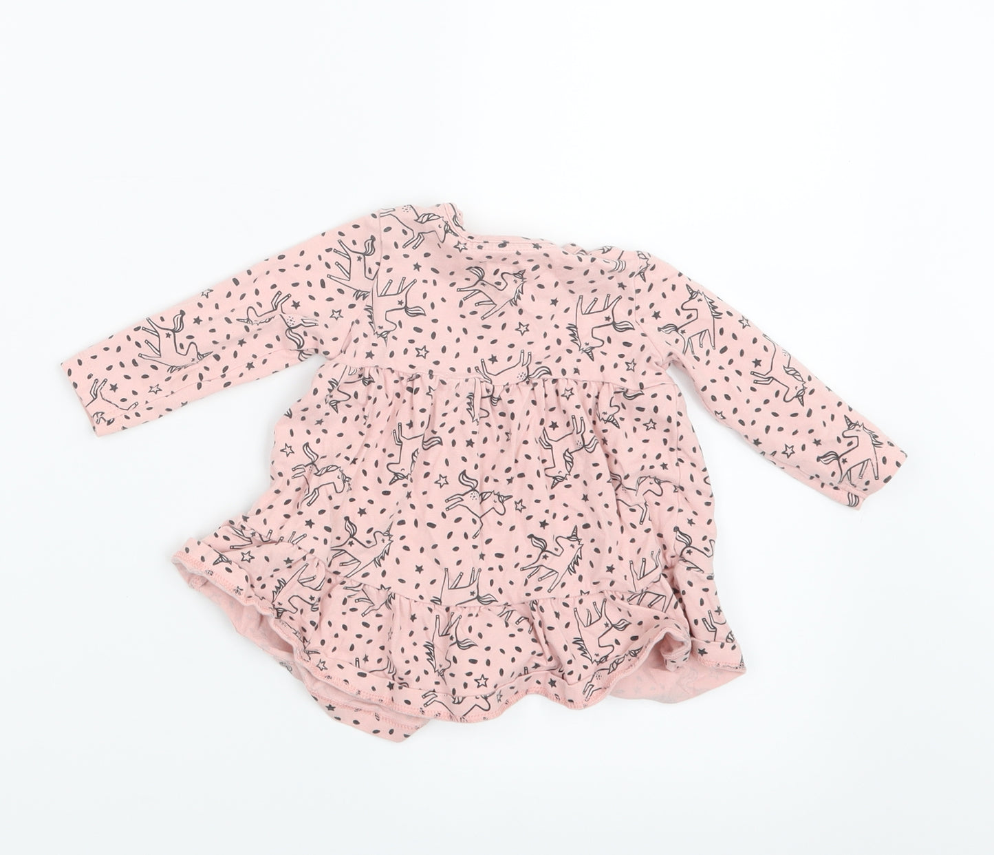 F&F Girls Pink Geometric  Shirt Dress  Size 0-3 Months  - Unicorn
