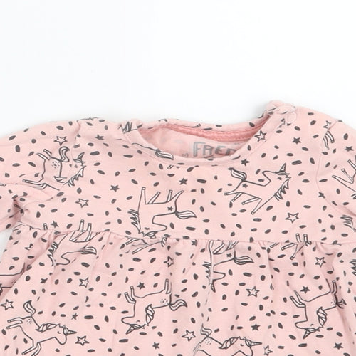 F&F Girls Pink Geometric  Shirt Dress  Size 0-3 Months  - Unicorn