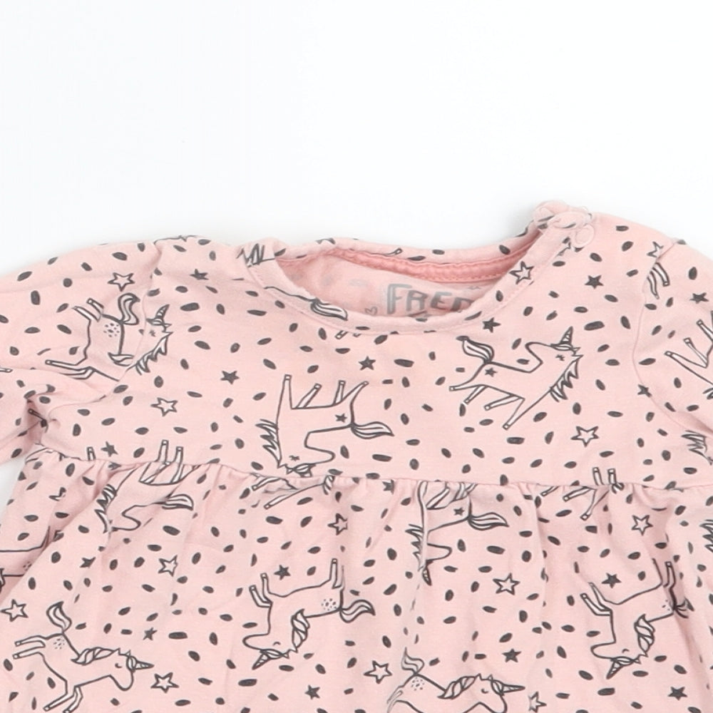 F&F Girls Pink Geometric  Shirt Dress  Size 0-3 Months  - Unicorn